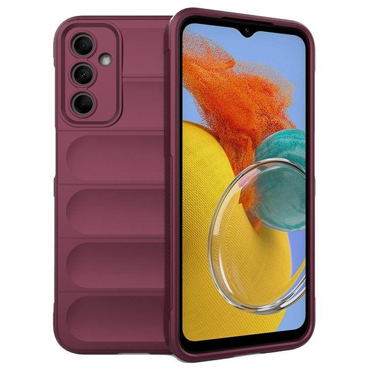 For Samsung Galaxy M14 5G Rugged Drop-proof Phone Case Soft TPU Back Cover - Wine Red