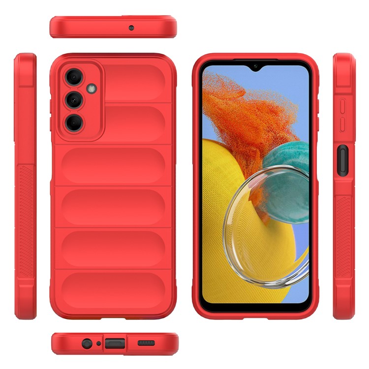 For Samsung Galaxy M14 5G Rugged Drop-proof Phone Case Soft TPU Back Cover - Red