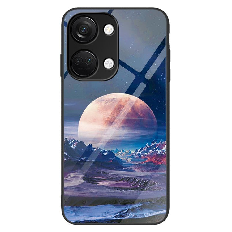 Phone Case for OnePlus Nord 3 5G / Ace 2V Tempered Glass Pattern Printing PC+TPU Shockproof Cover - White Planet