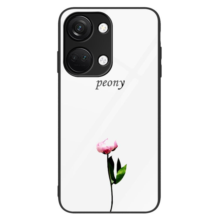 Phone Case for OnePlus Nord 3 5G / Ace 2V Tempered Glass Pattern Printing PC+TPU Shockproof Cover - Peony