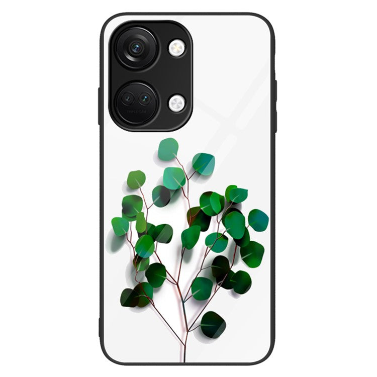 Phone Case for OnePlus Nord 3 5G / Ace 2V Tempered Glass Pattern Printing PC+TPU Shockproof Cover - Green Leaves