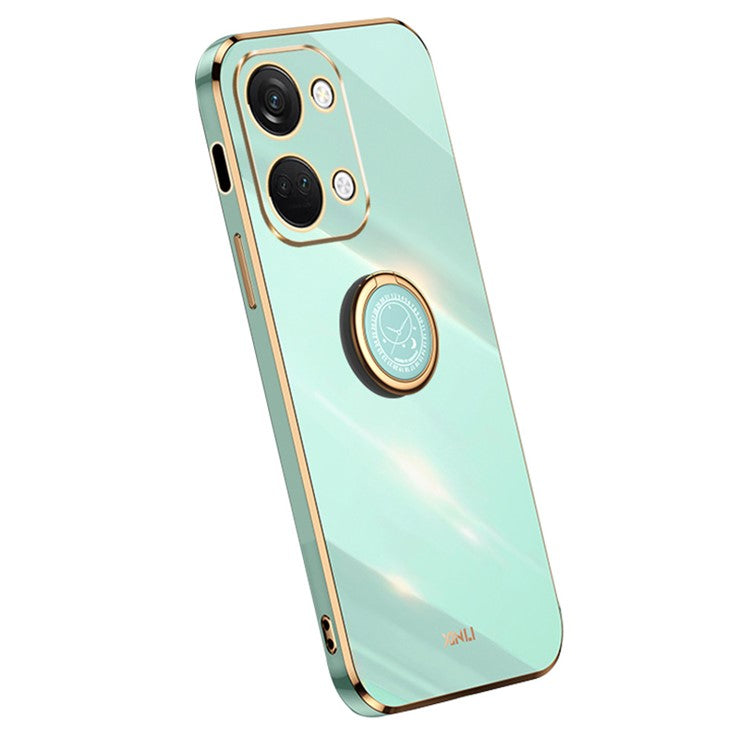 XINLI For OnePlus Nord 3 5G / Ace 2V Ring Holder Kickstand TPU Case Electroplating Phone Cover - Cyan
