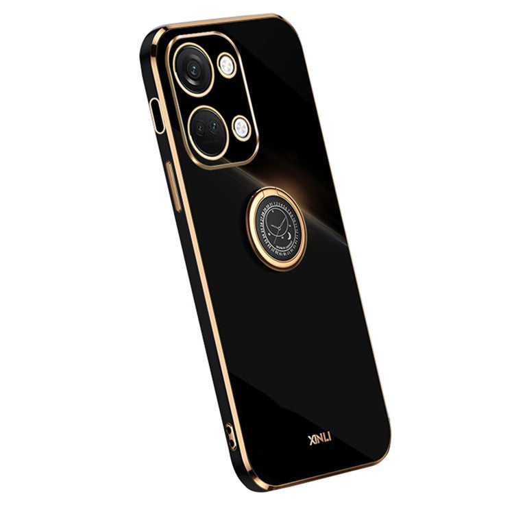 XINLI For OnePlus Nord 3 5G / Ace 2V Ring Holder Kickstand TPU Case Electroplating Phone Cover - Black