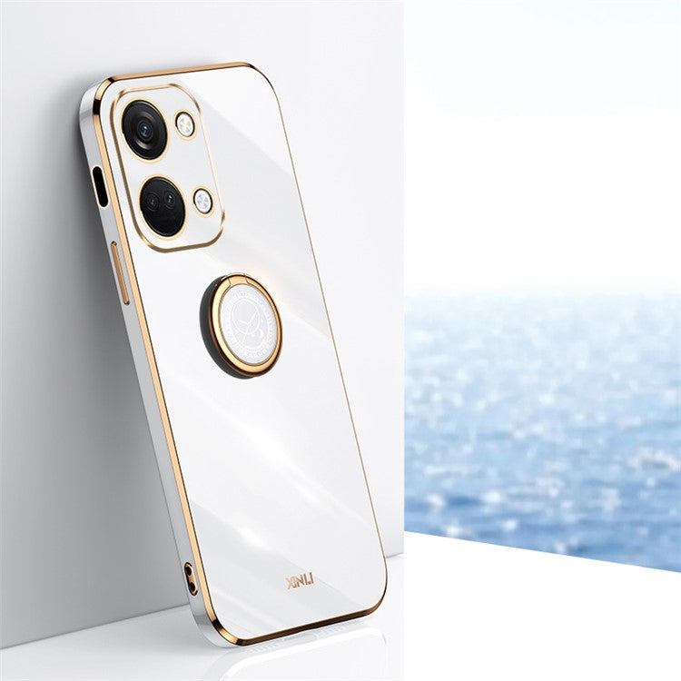 XINLI For OnePlus Nord 3 5G / Ace 2V Ring Holder Kickstand TPU Case Electroplating Phone Cover - White