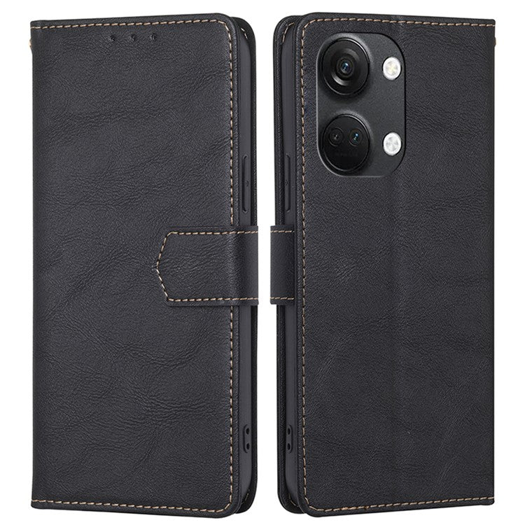 For OnePlus Nord 3 5G / Ace 2V 5G RFID Blocking Phone Case Cowhide Texture Leather Wallet Stand Cover - Black