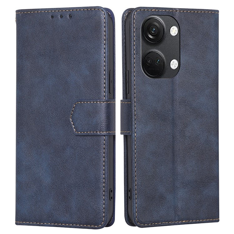 For OnePlus Nord 3 5G / Ace 2V 5G RFID Blocking Phone Case Cowhide Texture Leather Wallet Stand Cover - Blue