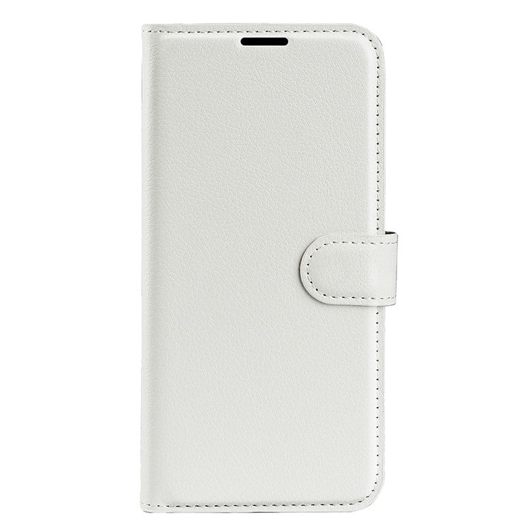 PU Leather Phone Shell for Samsung Galaxy M14 5G Litchi Texture Wallet Cover Stand Phone Case - White