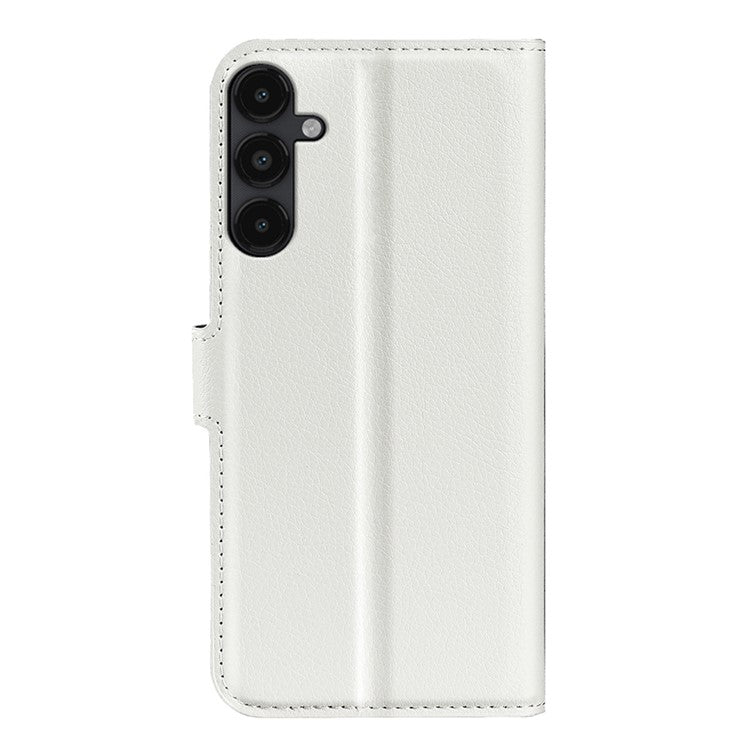 PU Leather Phone Shell for Samsung Galaxy M14 5G Litchi Texture Wallet Cover Stand Phone Case - White