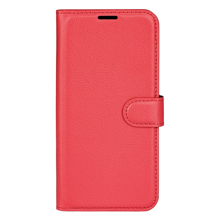 PU Leather Phone Shell for Samsung Galaxy M14 5G Litchi Texture Wallet Cover Stand Phone Case - Red