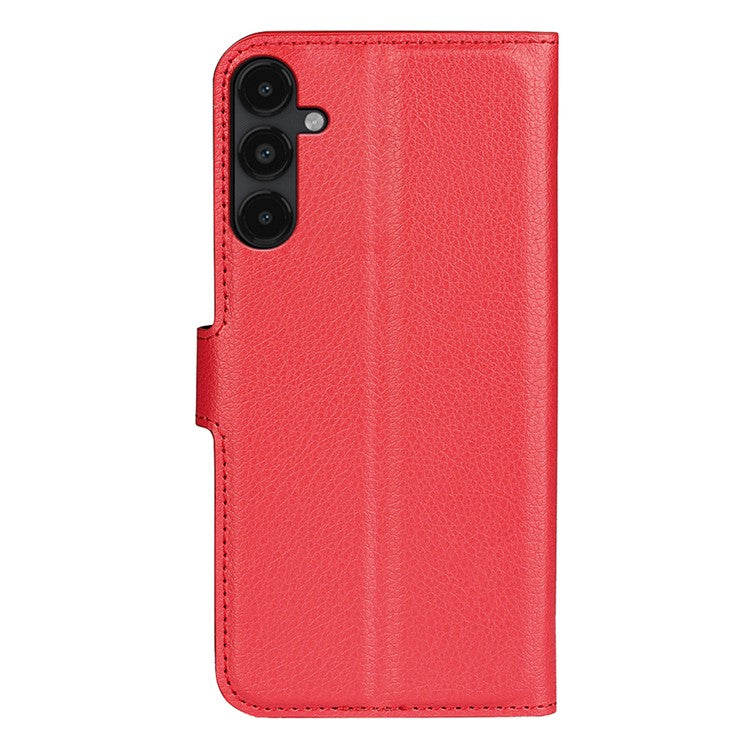 PU Leather Phone Shell for Samsung Galaxy M14 5G Litchi Texture Wallet Cover Stand Phone Case - Red