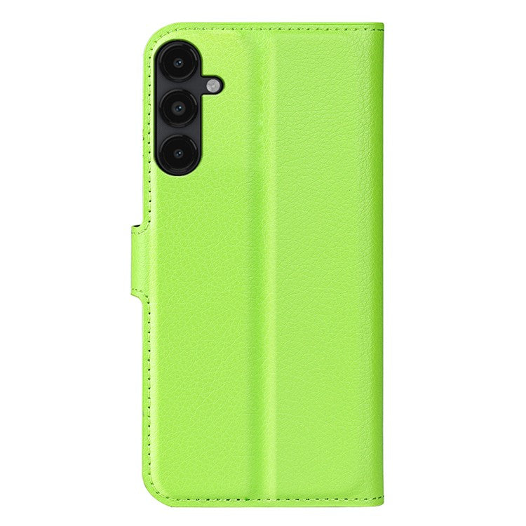 PU Leather Phone Shell for Samsung Galaxy M14 5G Litchi Texture Wallet Cover Stand Phone Case - Green