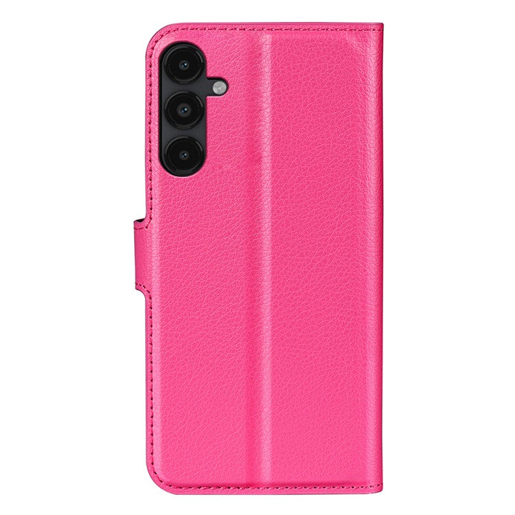 PU Leather Phone Shell for Samsung Galaxy M14 5G Litchi Texture Wallet Cover Stand Phone Case - Rose