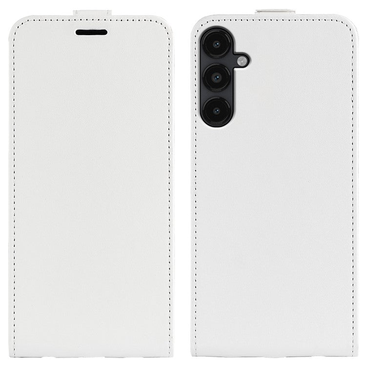 For Samsung Galaxy M14 5G Vertical Flip Leather Phone Case Card Holder Crazy Horse Texture Protective Cover - White