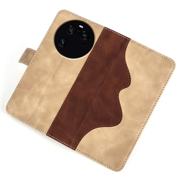 Phone Case for Oppo Find X6 Pro , Shockproof Splicing Leather Wallet Cover Flip Stand Phone Case - Yellow