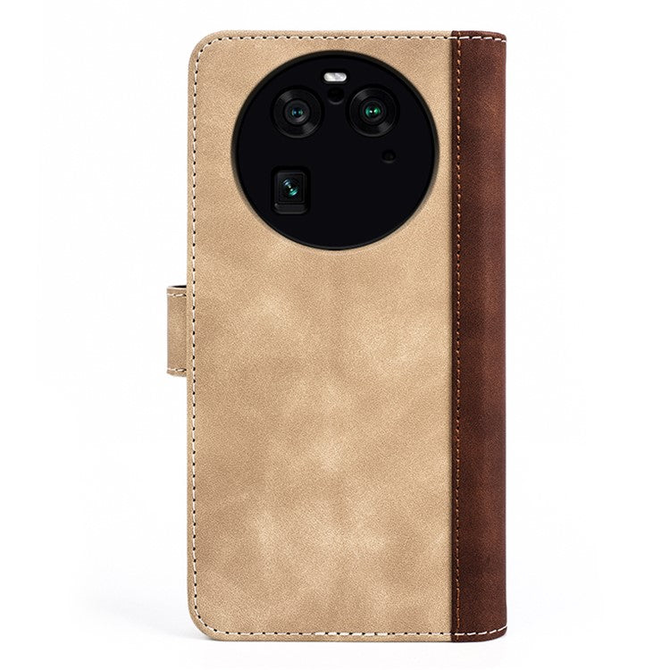 Phone Case for Oppo Find X6 Pro , Shockproof Splicing Leather Wallet Cover Flip Stand Phone Case - Yellow