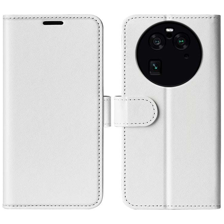 PU Leather+TPU Phone Case for Oppo Find X6 Pro , Wallet Stand Crazy Horse Texture Phone Cover - White