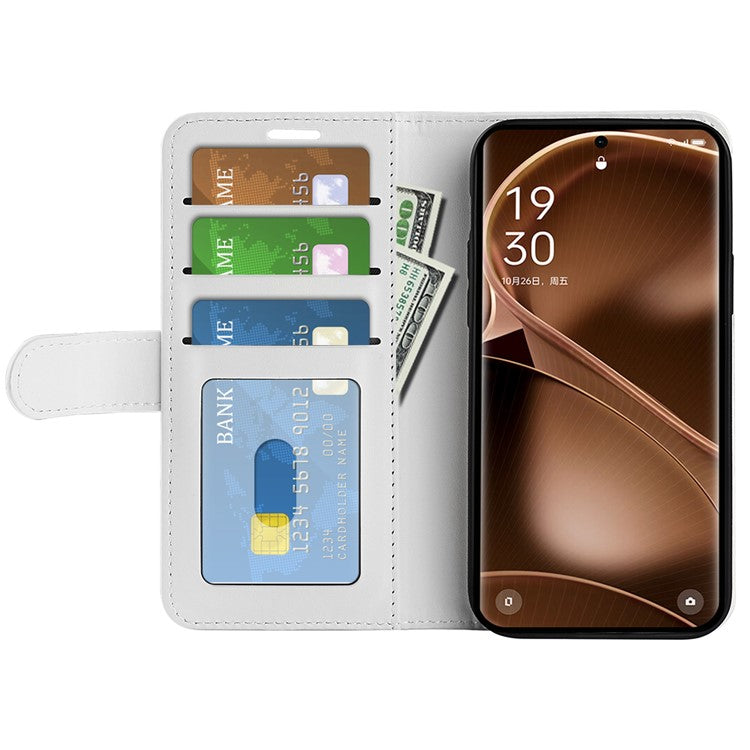 PU Leather+TPU Phone Case for Oppo Find X6 Pro , Wallet Stand Crazy Horse Texture Phone Cover - White