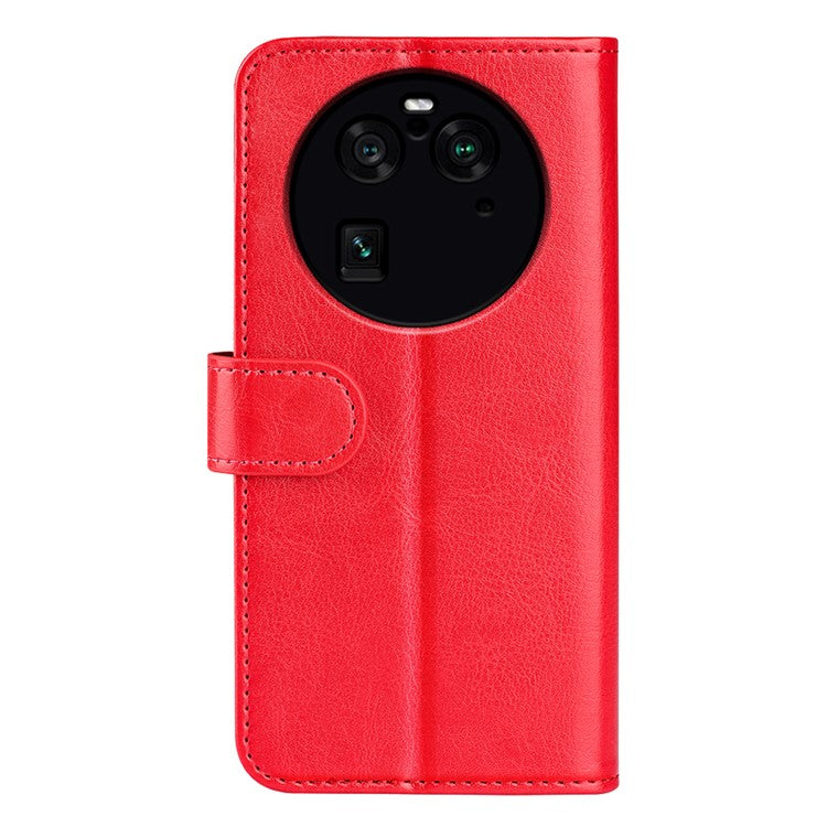 PU Leather+TPU Phone Case for Oppo Find X6 Pro , Wallet Stand Crazy Horse Texture Phone Cover - Red