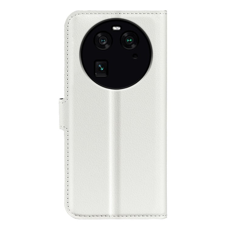 PU Leather Phone Case for Oppo Find X6 , Litchi Texture Wallet Cover Stand Phone Shell - White