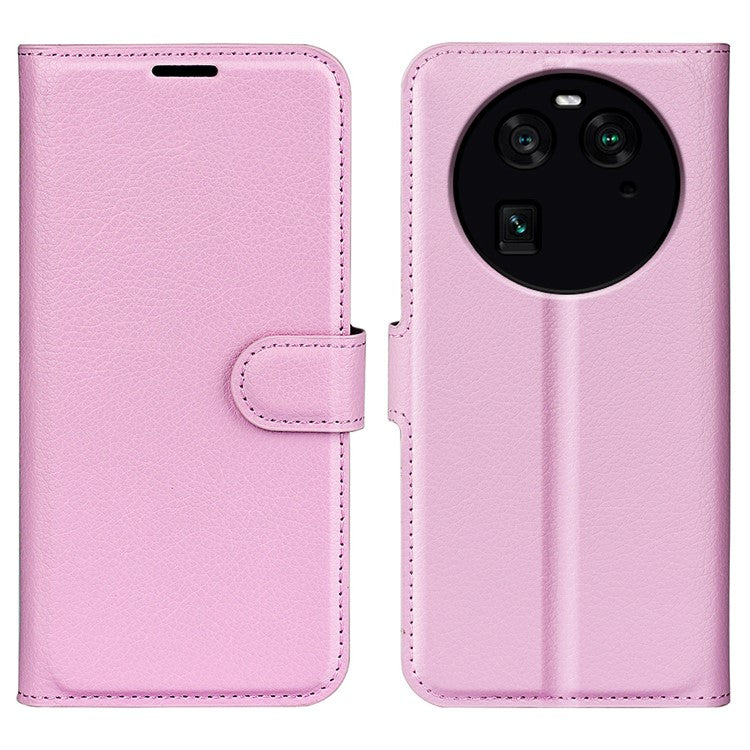 PU Leather Phone Case for Oppo Find X6 , Litchi Texture Wallet Cover Stand Phone Shell - Pink