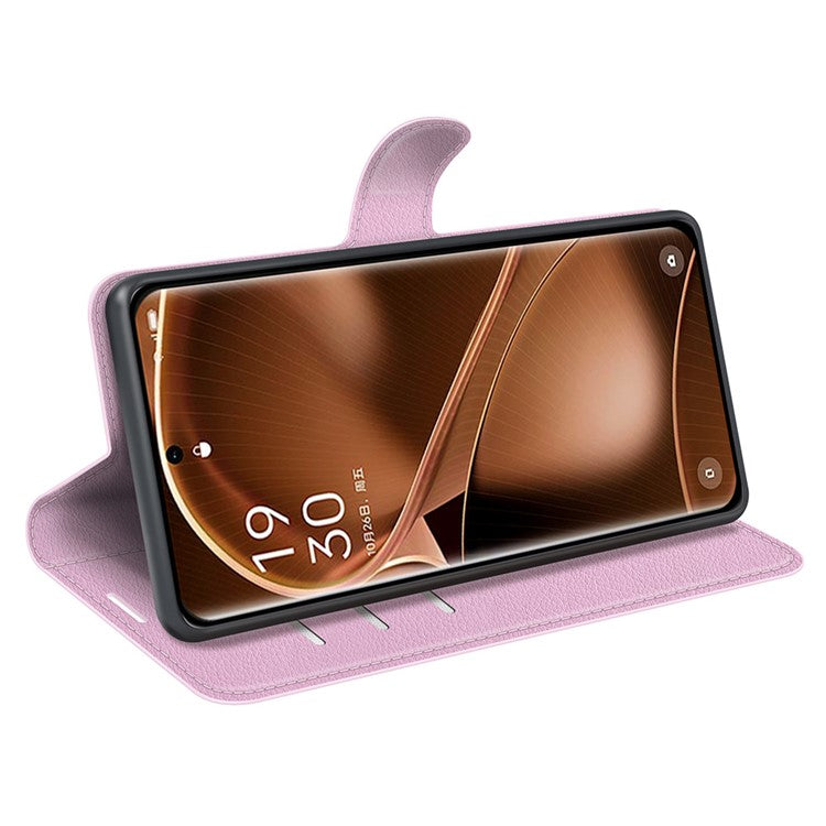 PU Leather Phone Case for Oppo Find X6 , Litchi Texture Wallet Cover Stand Phone Shell - Pink