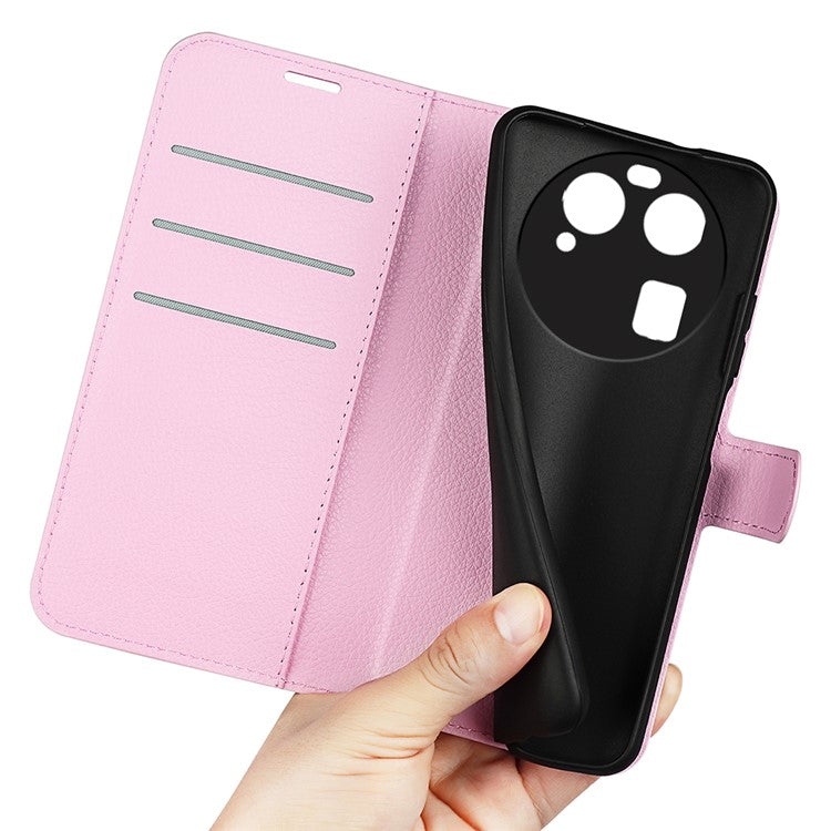 PU Leather Phone Case for Oppo Find X6 , Litchi Texture Wallet Cover Stand Phone Shell - Pink