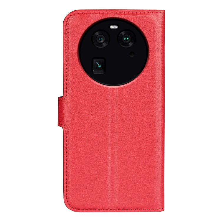 PU Leather Phone Case for Oppo Find X6 , Litchi Texture Wallet Cover Stand Phone Shell - Red