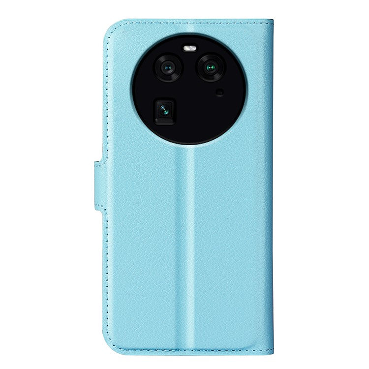 PU Leather Phone Case for Oppo Find X6 , Litchi Texture Wallet Cover Stand Phone Shell - Blue