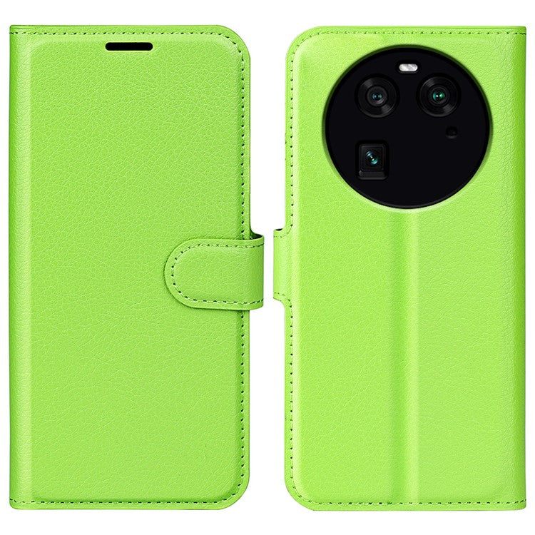 PU Leather Phone Case for Oppo Find X6 , Litchi Texture Wallet Cover Stand Phone Shell - Green
