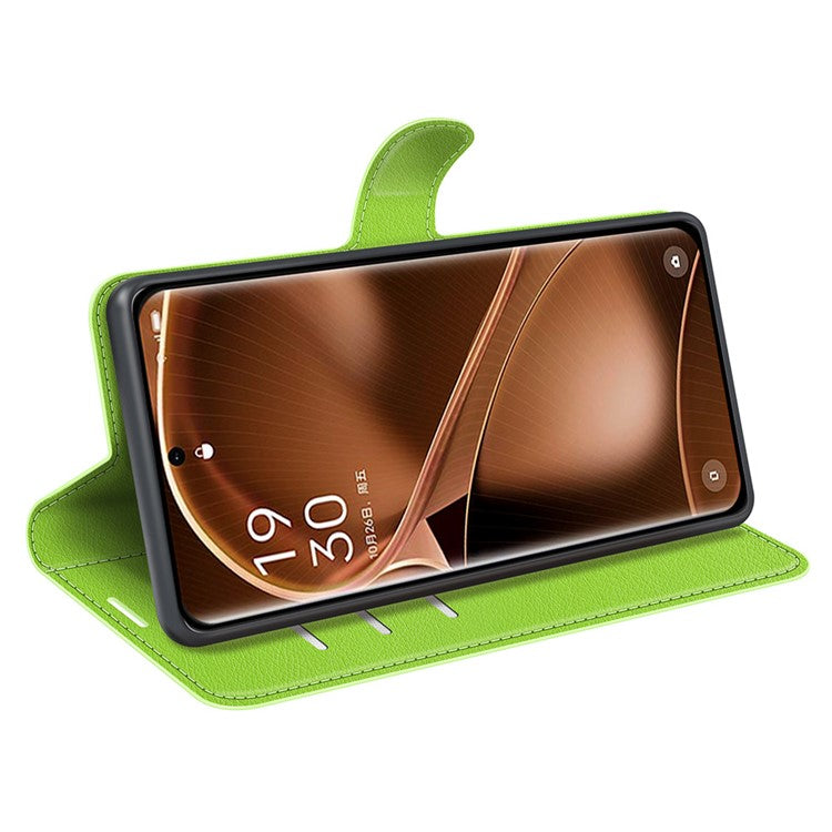PU Leather Phone Case for Oppo Find X6 , Litchi Texture Wallet Cover Stand Phone Shell - Green
