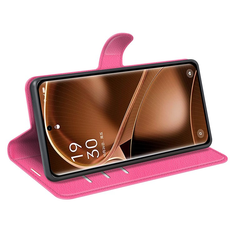 PU Leather Phone Case for Oppo Find X6 , Litchi Texture Wallet Cover Stand Phone Shell - Rose