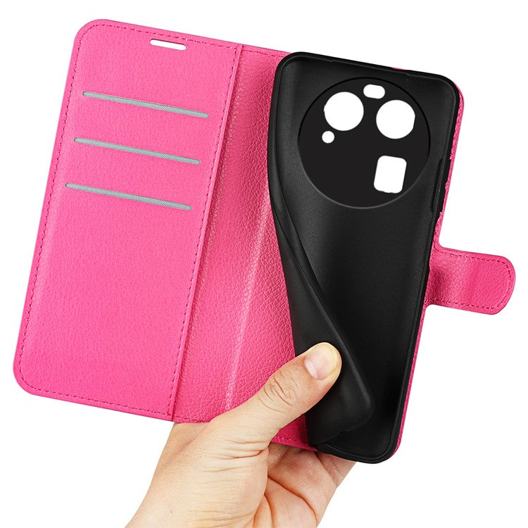 PU Leather Phone Case for Oppo Find X6 , Litchi Texture Wallet Cover Stand Phone Shell - Rose
