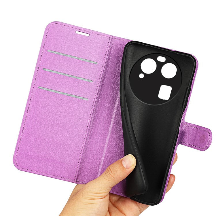 PU Leather Phone Case for Oppo Find X6 , Litchi Texture Wallet Cover Stand Phone Shell - Purple