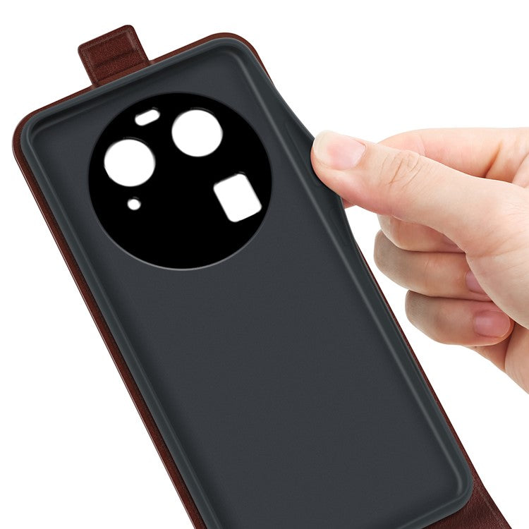 Vertical Flip Phone Case for Oppo Find X6 PU Leather Crazy Horse Texture Card Slot Cover - Brown