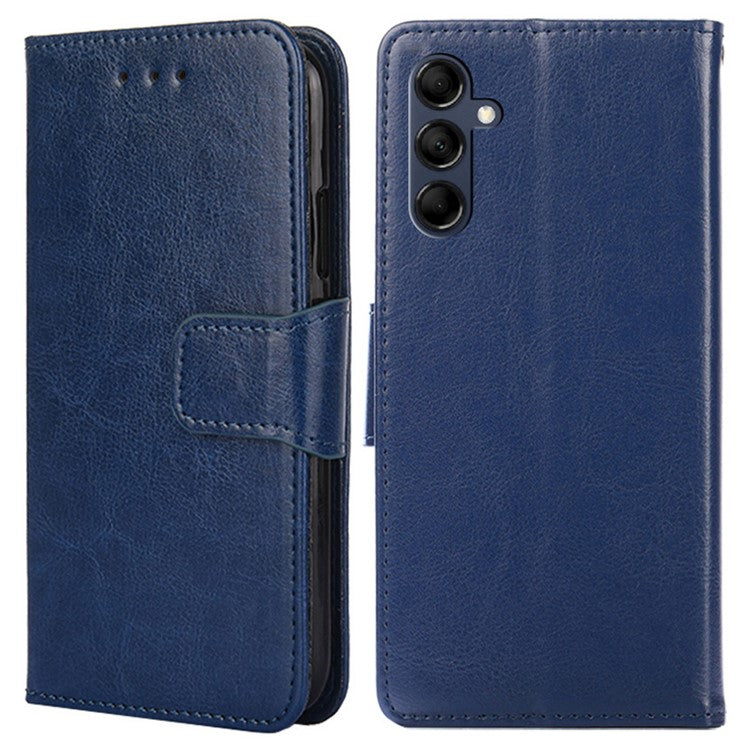 Magnetic Clasp Case for Samsung Galaxy M14 5G Textured Cell Phone PU Leather Wallet Stand Cover - Sapphire