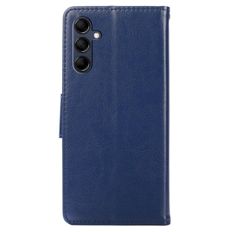 Magnetic Clasp Case for Samsung Galaxy M14 5G Textured Cell Phone PU Leather Wallet Stand Cover - Sapphire