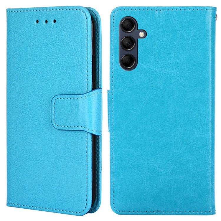 Magnetic Clasp Case for Samsung Galaxy M14 5G Textured Cell Phone PU Leather Wallet Stand Cover - Baby Blue
