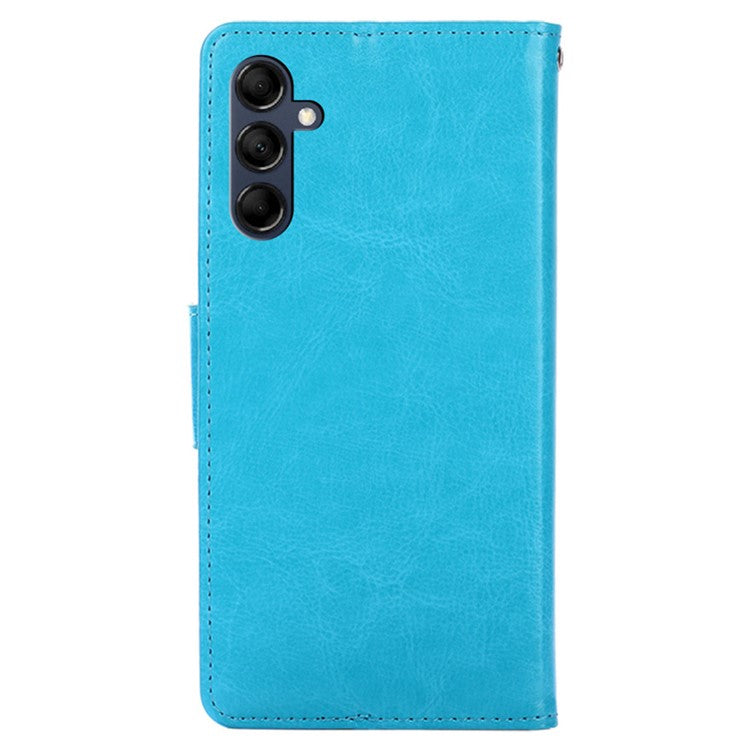 Magnetic Clasp Case for Samsung Galaxy M14 5G Textured Cell Phone PU Leather Wallet Stand Cover - Baby Blue