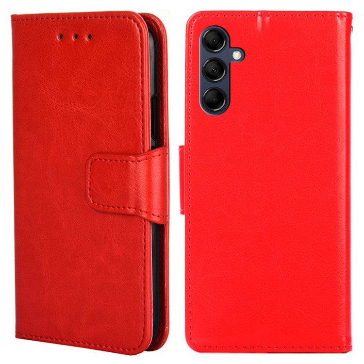 Magnetic Clasp Case for Samsung Galaxy M14 5G Textured Cell Phone PU Leather Wallet Stand Cover - Red