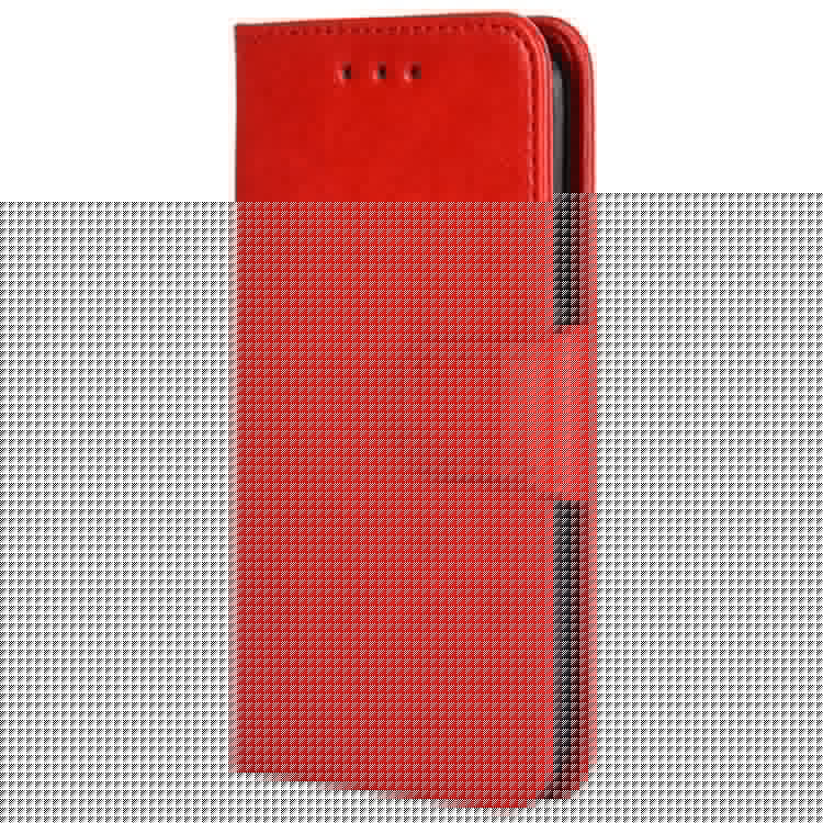 Magnetic Clasp Case for Samsung Galaxy M14 5G Textured Cell Phone PU Leather Wallet Stand Cover - Red