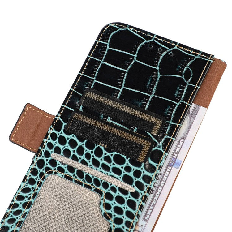 For Samsung Galaxy M54 5G / F54 5G RFID Blocking Wallet Case Genuine Cowhide Leather Crocodile Texture Stand Phone Cover - Green