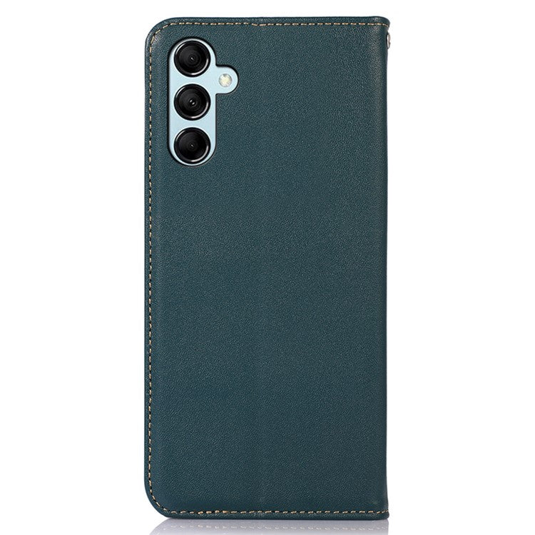 KHAZNEH For Samsung Galaxy M54 5G / F54 5G Genuine Cowhide Leather Phone Case Wallet RFID Blocking Stand Cover - Green