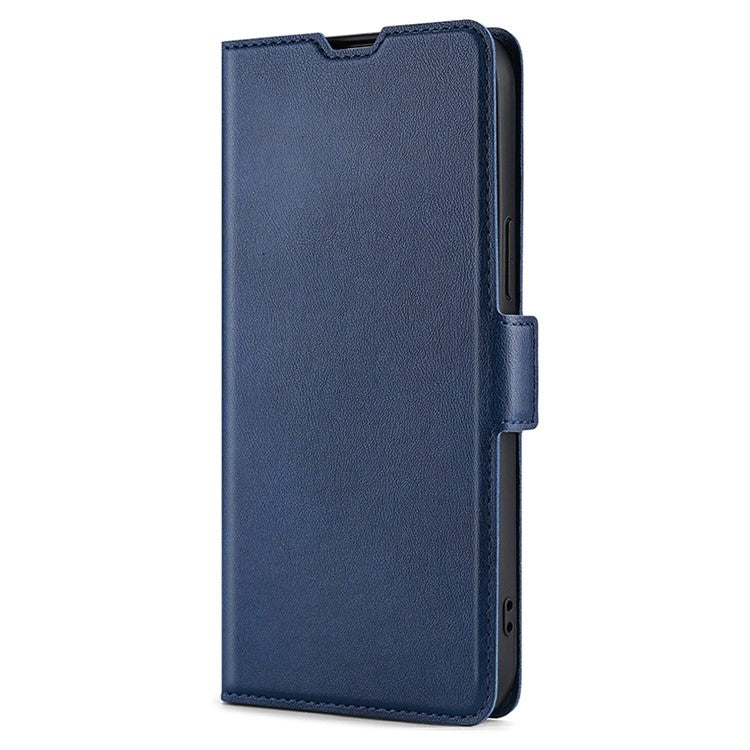 Phone Stand Cover for Oppo A55s 5G Anti-drop Shell PU Leather Smartphone Case with Card Slot - Blue