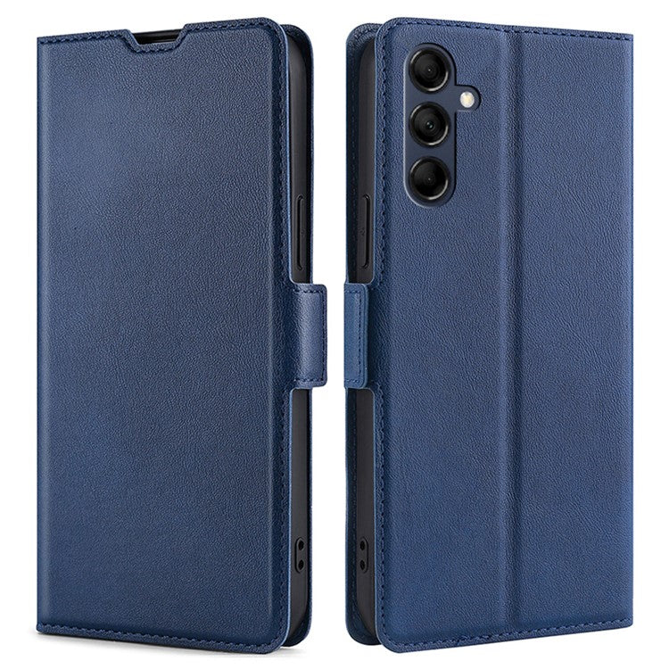 Phone Stand Cover for Samsung Galaxy M14 5G PU Leather+TPU Folio Flip Case Card Holder Shell - Blue