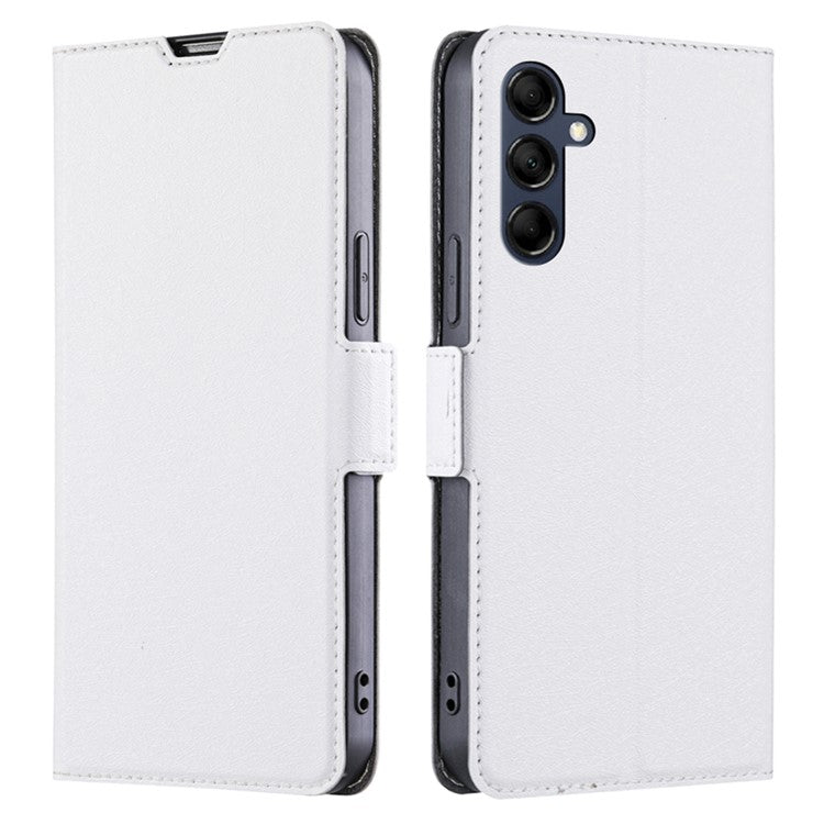 Phone Stand Cover for Samsung Galaxy M14 5G PU Leather+TPU Folio Flip Case Card Holder Shell - White