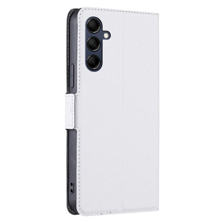 Phone Stand Cover for Samsung Galaxy M14 5G PU Leather+TPU Folio Flip Case Card Holder Shell - White