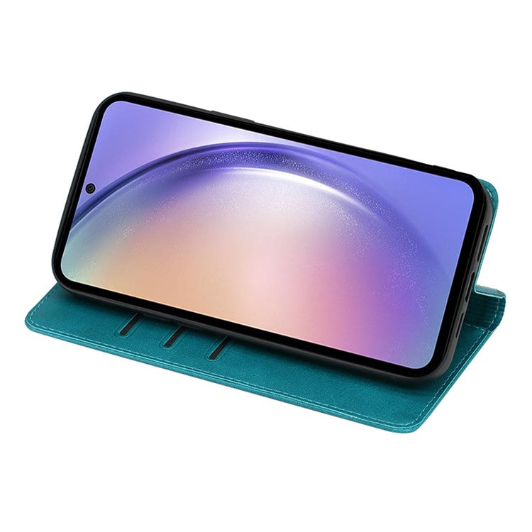 Mobile Phone Shell for Samsung Galaxy M14 5G Calf Texture Protector Case Stand Leather Wallet Cover - Baby Blue