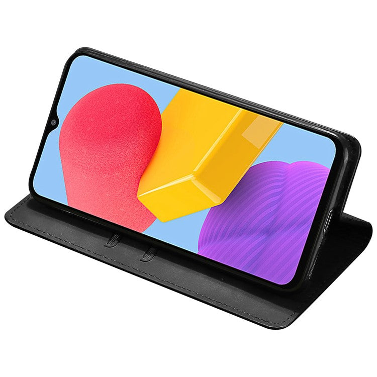 Flip Phone Case for Samsung Galaxy M14 5G Skin-touch PU Leather Card Holder Stand Protective Cover - Black