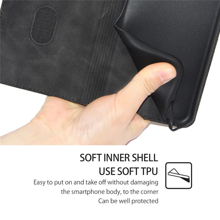 Flip Phone Case for Samsung Galaxy M14 5G Skin-touch PU Leather Card Holder Stand Protective Cover - Black