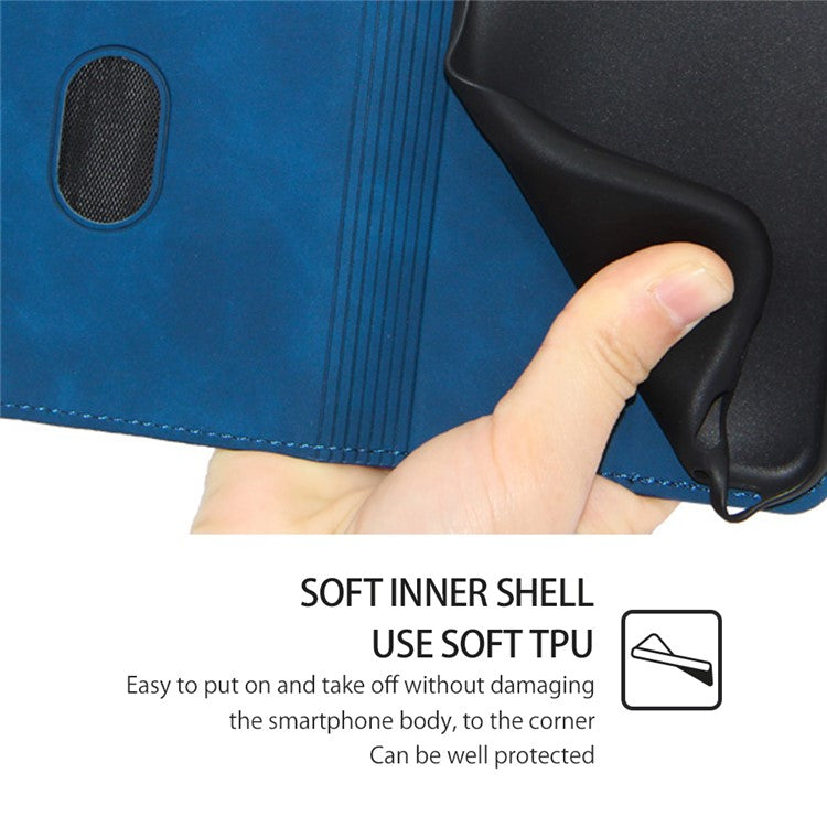 Flip Phone Case for Samsung Galaxy M14 5G Skin-touch PU Leather Card Holder Stand Protective Cover - Blue
